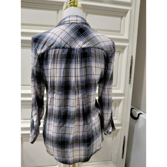 Womens flannel soft size small black and white blue burgundy - Picture 3 of 6